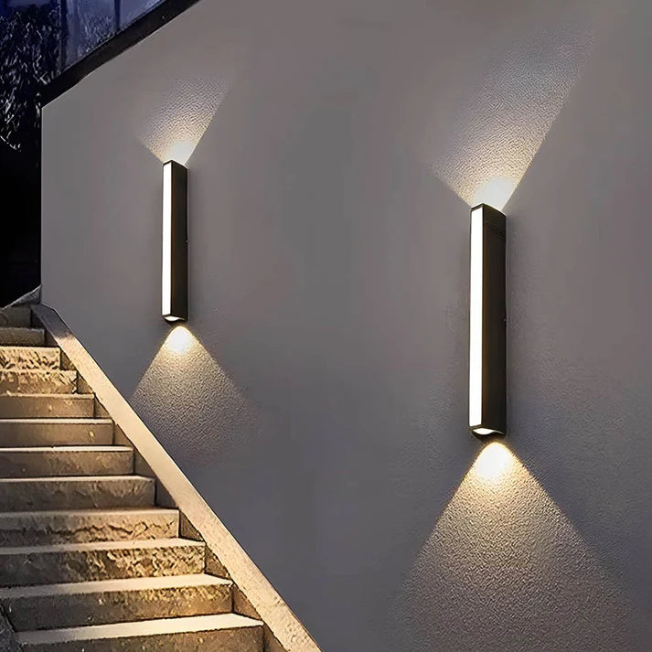 Contemporary Outdoor Wall Light - Modern 2-Way Up and Down LED Lantern - Waterproof Aluminum and Acrylic Design 1