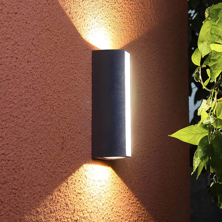 Contemporary Outdoor Wall Light - Modern 2-Way Up and Down LED Lantern - Waterproof Aluminum and Acrylic Design 2