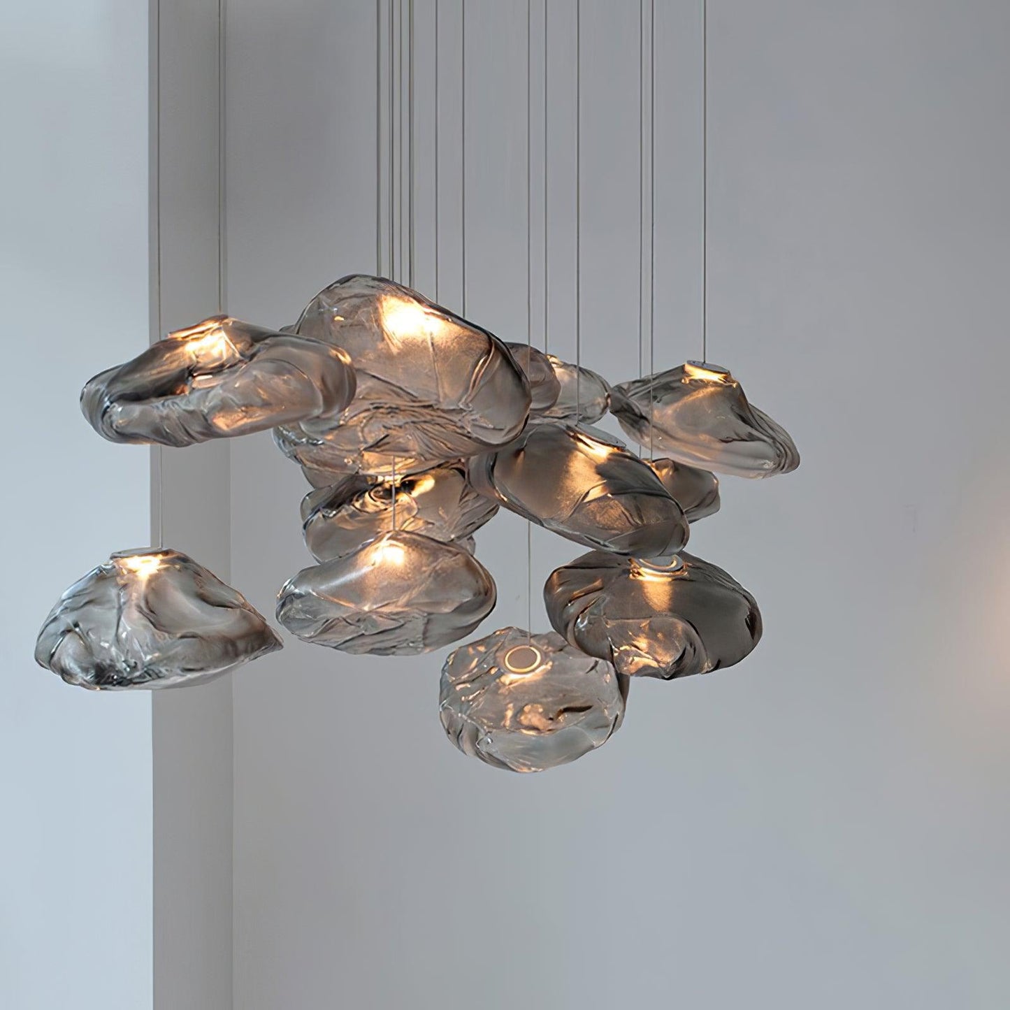 Modern Glass Pendant Light, Unique Design in Transparent, Smoke Grey, and Amber Finishes – Stylish Kitchen Pendant Lighting 5