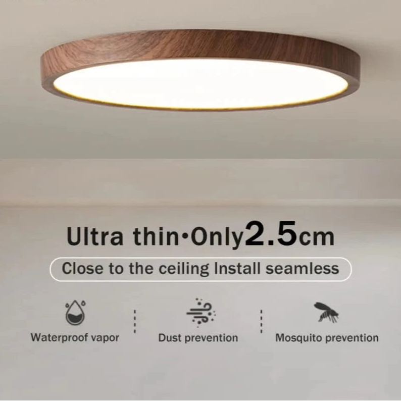Modern LED Ceiling Light | Flush Mount Ceiling Fixture | Dimmable Circular Light | Energy-Efficient Ceiling Lamp | Stylish Wood Grain Design 2