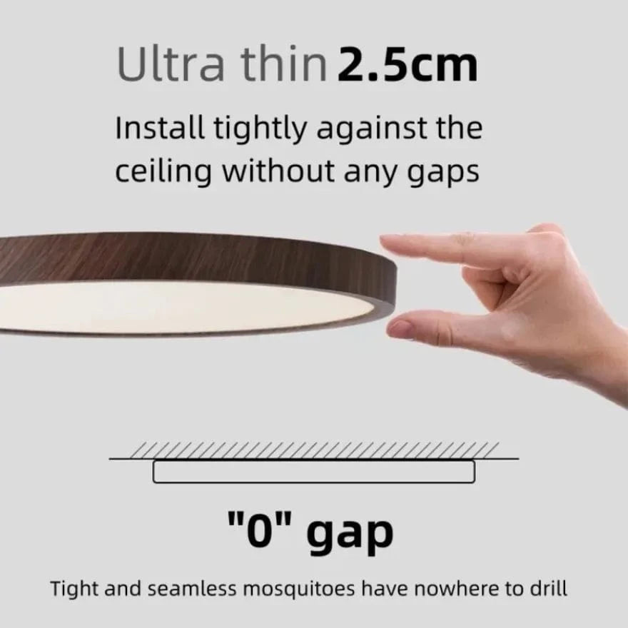 Modern LED Ceiling Light | Flush Mount Ceiling Fixture | Dimmable Circular Light | Energy-Efficient Ceiling Lamp | Stylish Wood Grain Design 3