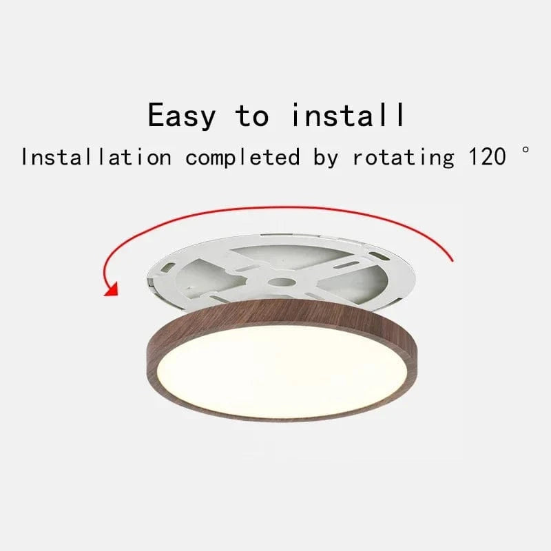 Modern LED Ceiling Light | Flush Mount Ceiling Fixture | Dimmable Circular Light | Energy-Efficient Ceiling Lamp | Stylish Wood Grain Design 9