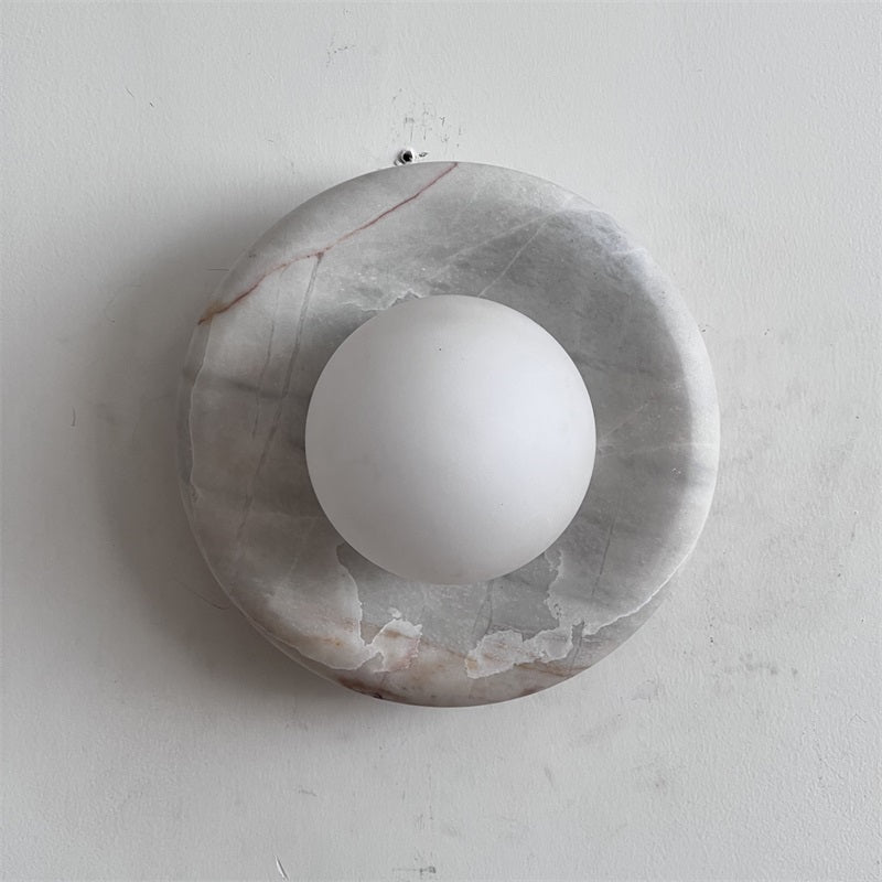 Modern Red Marble Wall Sconce with Glass Ball – Elegant Wall Lamp for Living Room and Bedroom Lighting 10