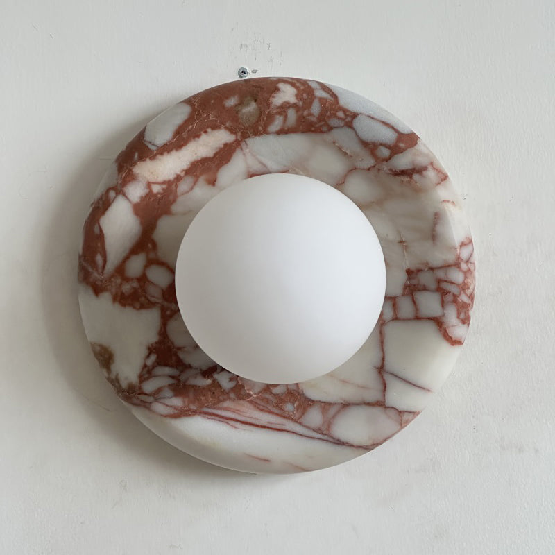 Modern Red Marble Wall Sconce with Glass Ball – Elegant Wall Lamp for Living Room and Bedroom Lighting 11