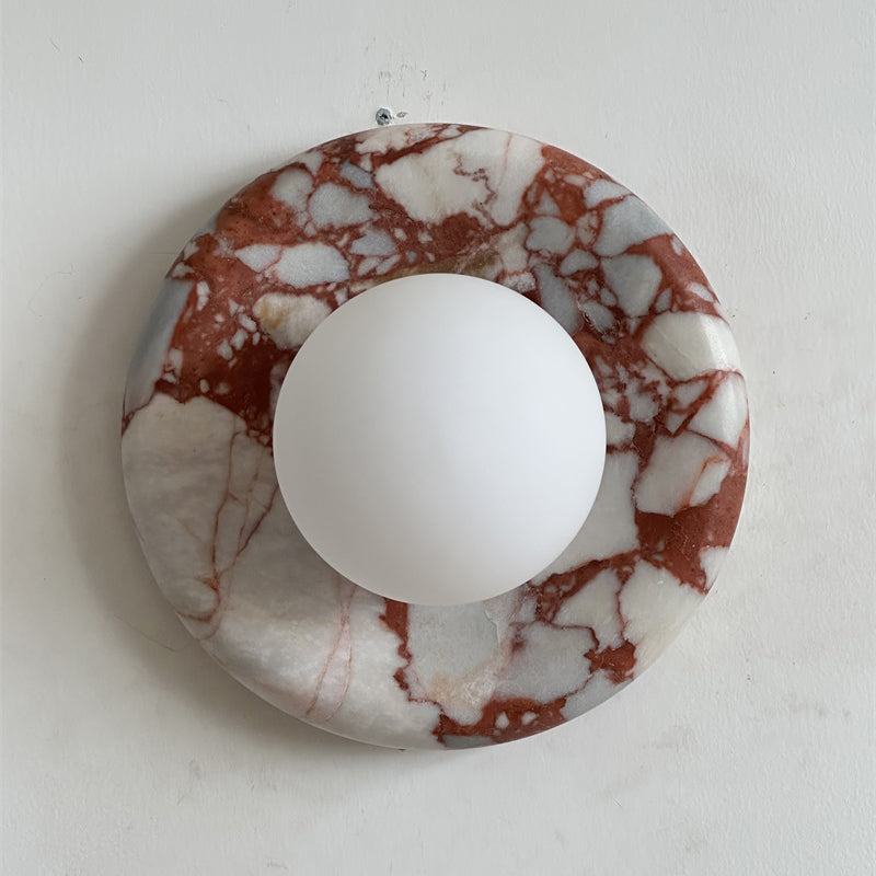 Modern Red Marble Wall Sconce with Glass Ball – Elegant Wall Lamp for Living Room and Bedroom Lighting 12