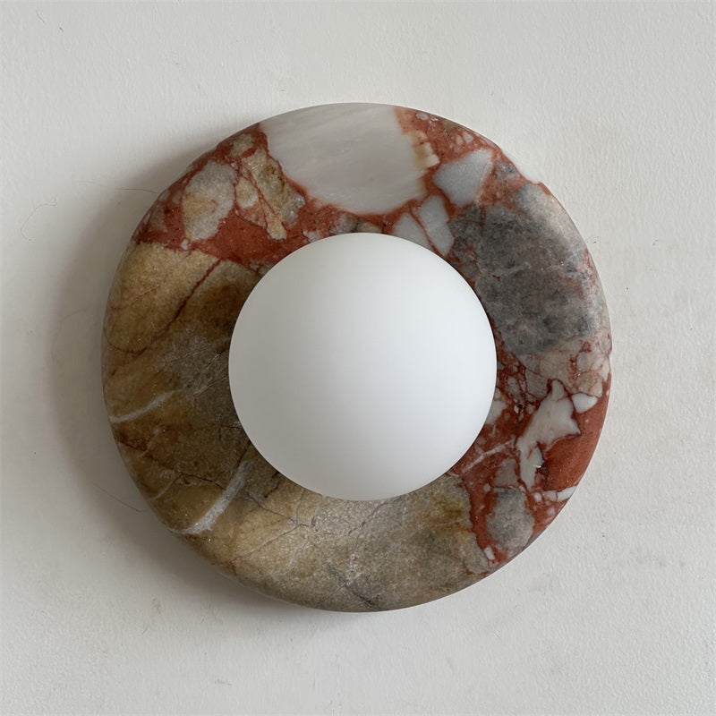 Modern Red Marble Wall Sconce with Glass Ball – Elegant Wall Lamp for Living Room and Bedroom Lighting 13