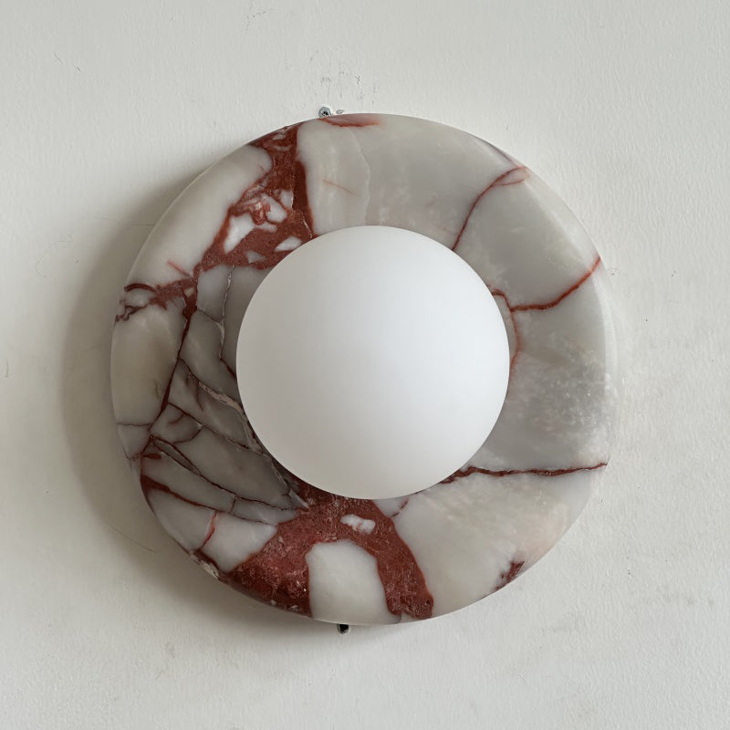 Modern Red Marble Wall Sconce with Glass Ball – Elegant Wall Lamp for Living Room and Bedroom Lighting 18
