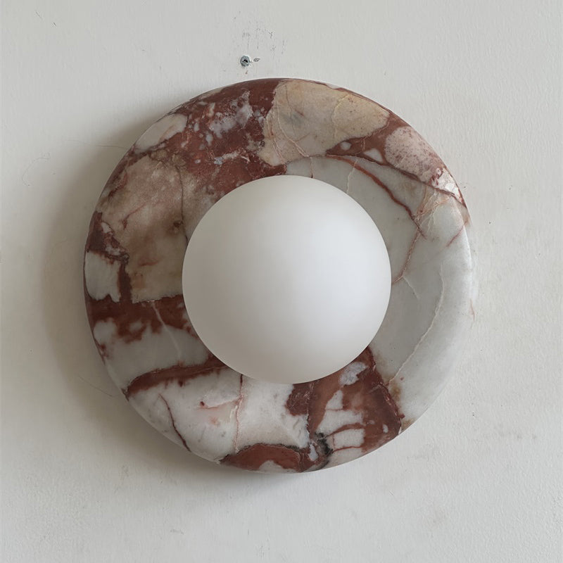 Modern Red Marble Wall Sconce with Glass Ball – Elegant Wall Lamp for Living Room and Bedroom Lighting 20