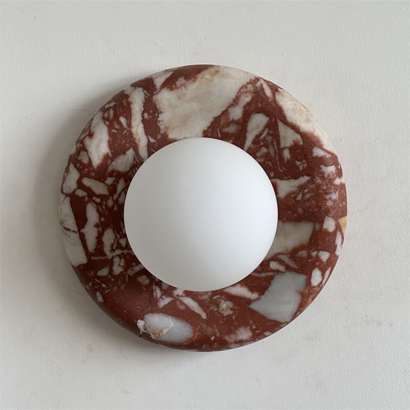Modern Red Marble Wall Sconce with Glass Ball – Elegant Wall Lamp for Living Room and Bedroom Lighting 21
