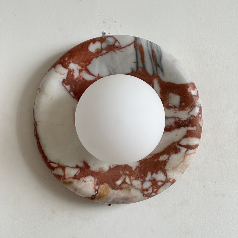 Modern Red Marble Wall Sconce with Glass Ball – Elegant Wall Lamp for Living Room and Bedroom Lighting 22