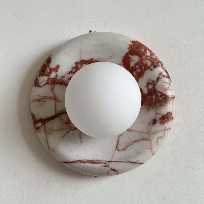 Modern Red Marble Wall Sconce with Glass Ball – Elegant Wall Lamp for Living Room and Bedroom Lighting 23