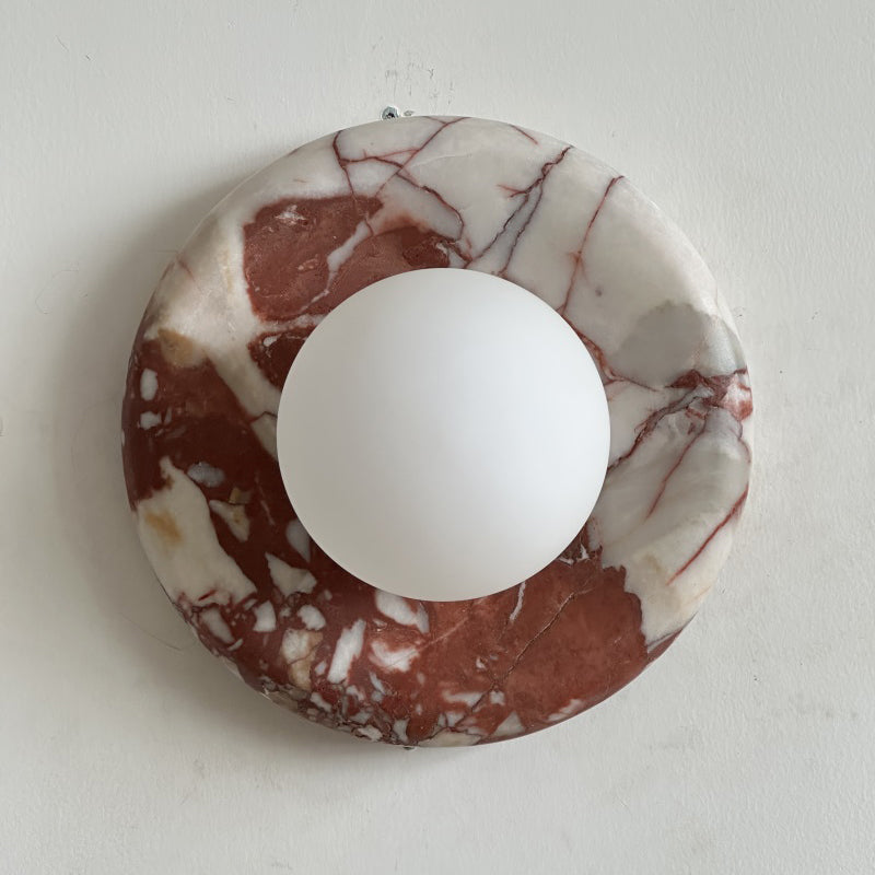 Modern Red Marble Wall Sconce with Glass Ball – Elegant Wall Lamp for Living Room and Bedroom Lighting 26