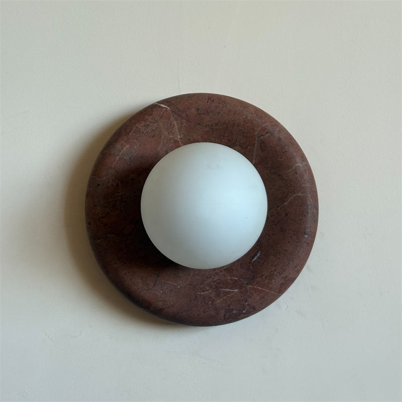 Modern Red Marble Wall Sconce with Glass Ball – Elegant Wall Lamp for Living Room and Bedroom Lighting 27