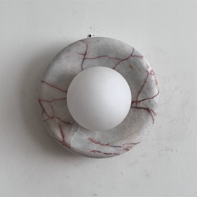 Modern Red Marble Wall Sconce with Glass Ball – Elegant Wall Lamp for Living Room and Bedroom Lighting 28