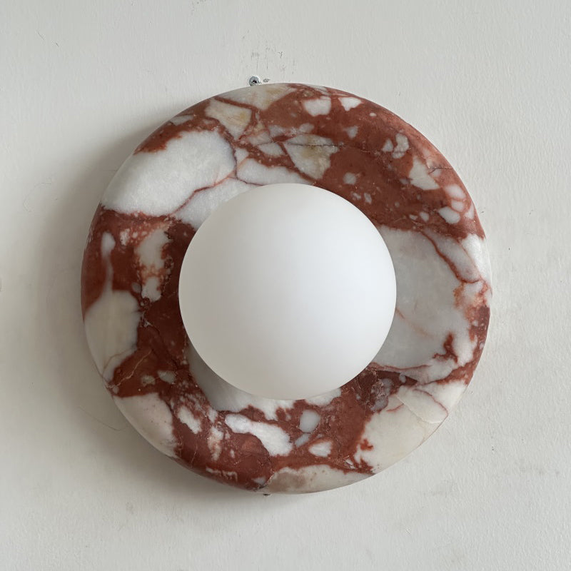 Modern Red Marble Wall Sconce with Glass Ball – Elegant Wall Lamp for Living Room and Bedroom Lighting 29