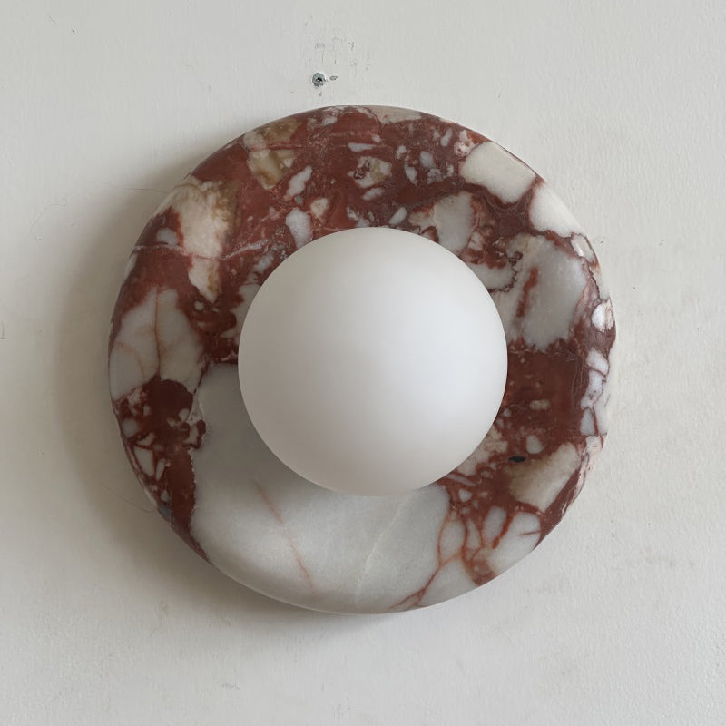 Modern Red Marble Wall Sconce with Glass Ball – Elegant Wall Lamp for Living Room and Bedroom Lighting 30