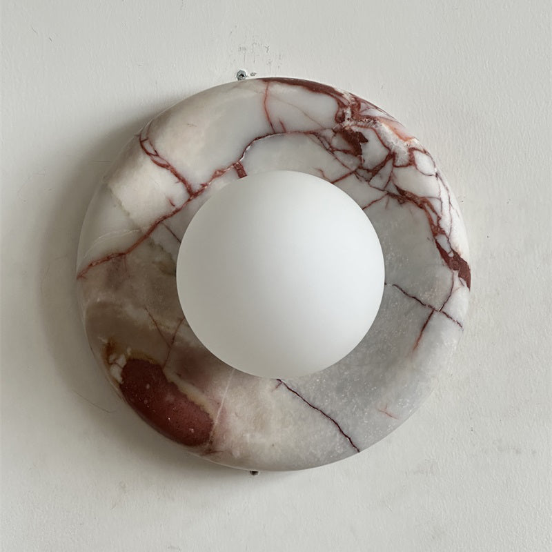 Modern Red Marble Wall Sconce with Glass Ball – Elegant Wall Lamp for Living Room and Bedroom Lighting 33