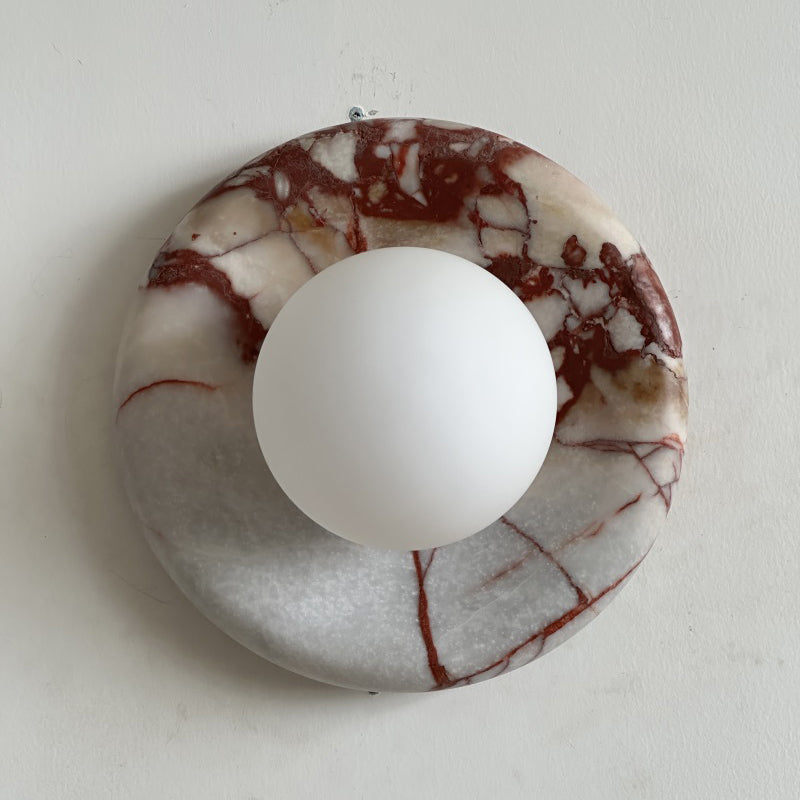 Modern Red Marble Wall Sconce with Glass Ball – Elegant Wall Lamp for Living Room and Bedroom Lighting 34