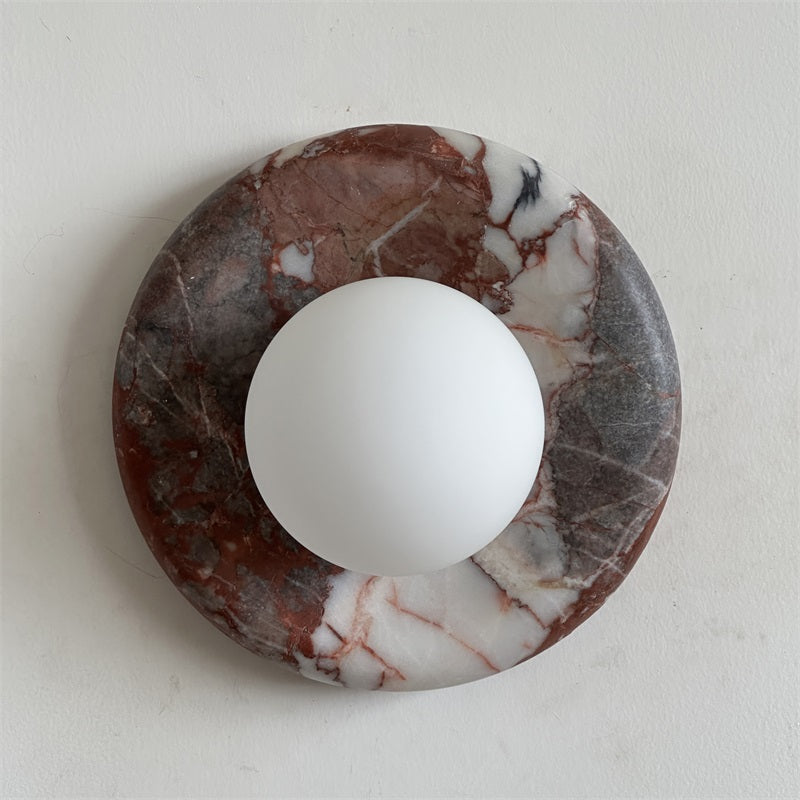 Modern Red Marble Wall Sconce with Glass Ball – Elegant Wall Lamp for Living Room and Bedroom Lighting 35