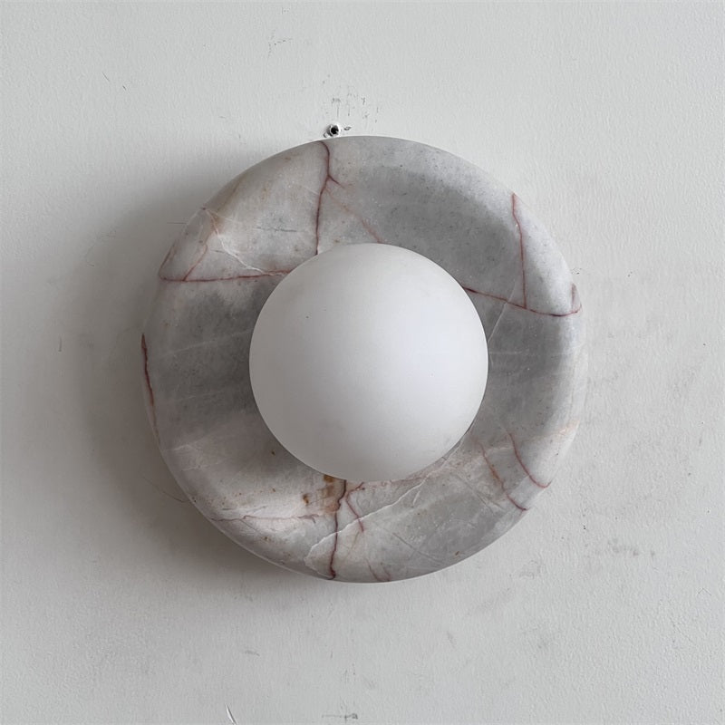 Modern Red Marble Wall Sconce with Glass Ball – Elegant Wall Lamp for Living Room and Bedroom Lighting 36