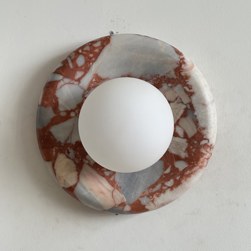 Modern Red Marble Wall Sconce with Glass Ball – Elegant Wall Lamp for Living Room and Bedroom Lighting 37
