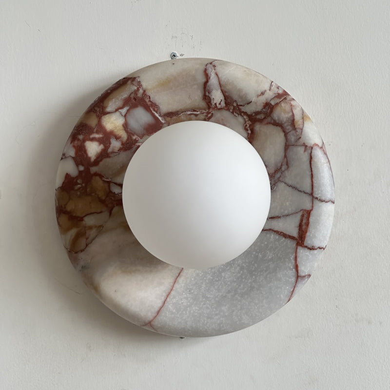 Modern Red Marble Wall Sconce with Glass Ball – Elegant Wall Lamp for Living Room and Bedroom Lighting 39