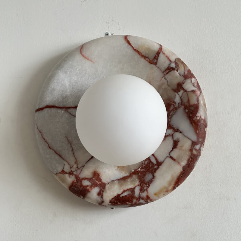 Modern Red Marble Wall Sconce with Glass Ball – Elegant Wall Lamp for Living Room and Bedroom Lighting 40