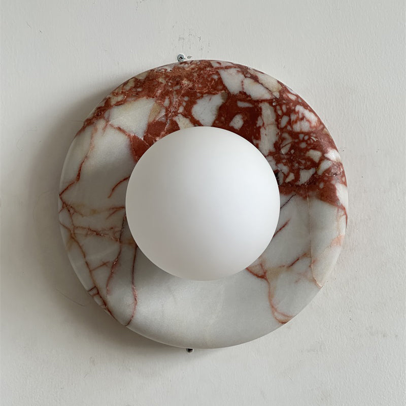 Modern Red Marble Wall Sconce with Glass Ball – Elegant Wall Lamp for Living Room and Bedroom Lighting 41