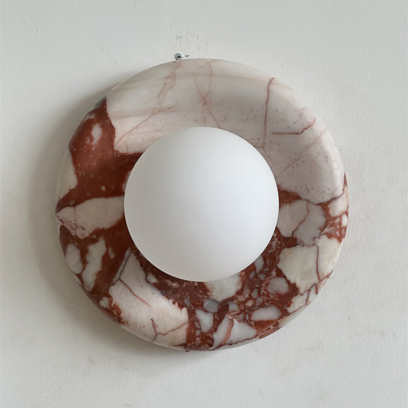 Modern Red Marble Wall Sconce with Glass Ball – Elegant Wall Lamp for Living Room and Bedroom Lighting 42