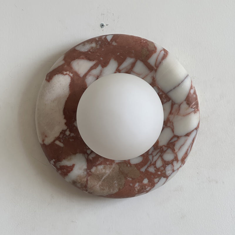 Modern Red Marble Wall Sconce with Glass Ball – Elegant Wall Lamp for Living Room and Bedroom Lighting 43