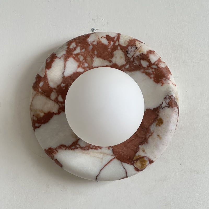 Modern Red Marble Wall Sconce with Glass Ball – Elegant Wall Lamp for Living Room and Bedroom Lighting 44