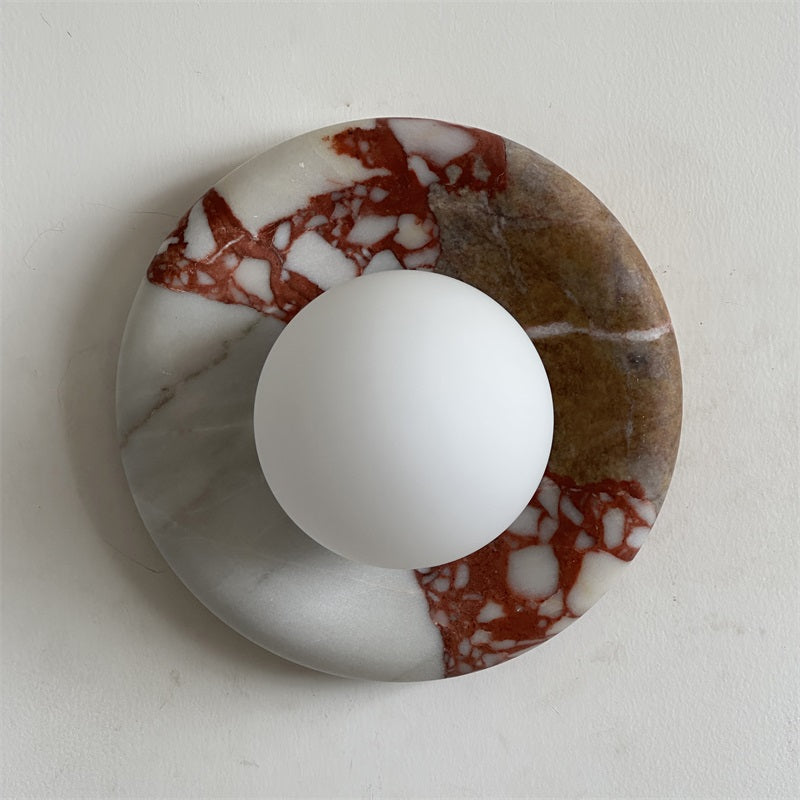 Modern Red Marble Wall Sconce with Glass Ball – Elegant Wall Lamp for Living Room and Bedroom Lighting 45