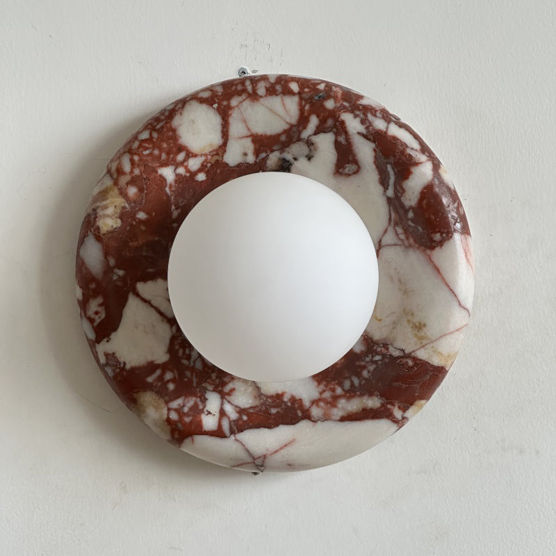 Modern Red Marble Wall Sconce with Glass Ball – Elegant Wall Lamp for Living Room and Bedroom Lighting 46