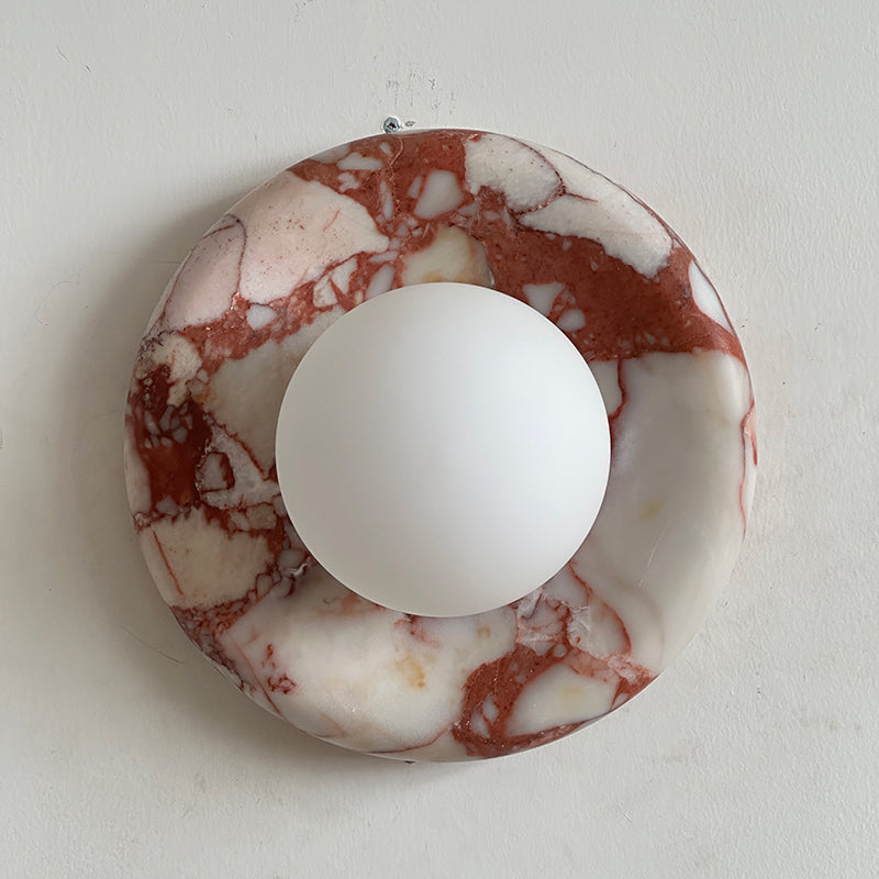 Modern Red Marble Wall Sconce with Glass Ball – Elegant Wall Lamp for Living Room and Bedroom Lighting 47