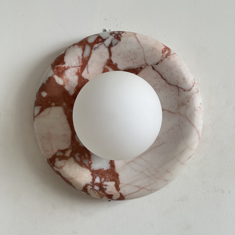 Modern Red Marble Wall Sconce with Glass Ball – Elegant Wall Lamp for Living Room and Bedroom Lighting 48