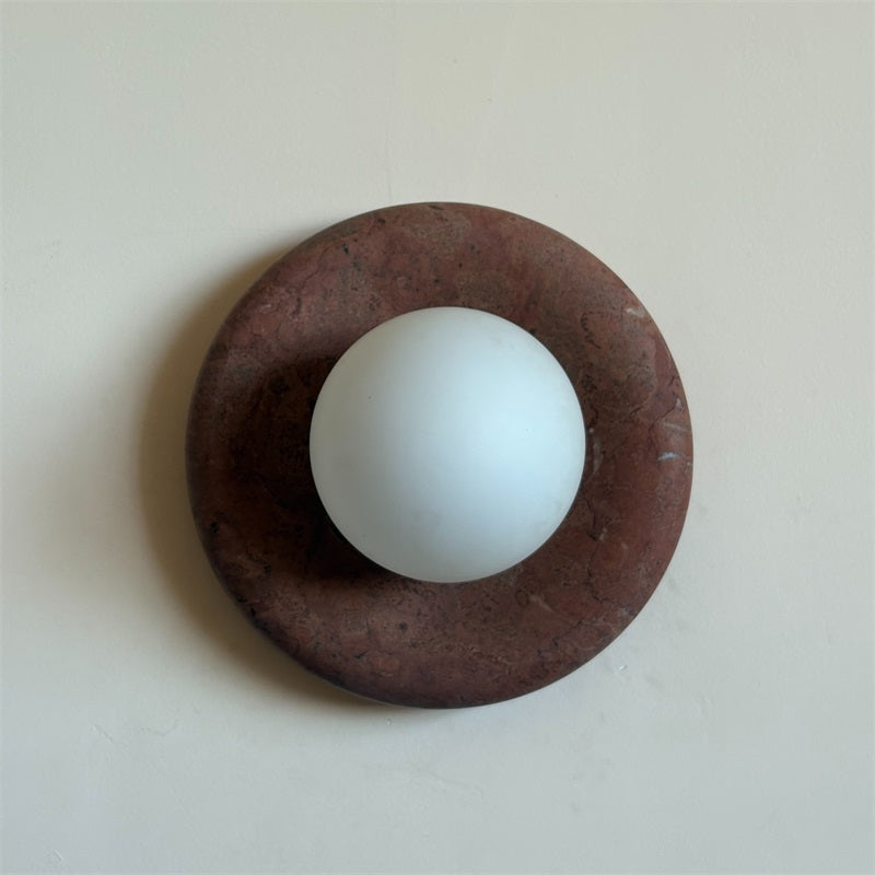 Modern Red Marble Wall Sconce with Glass Ball – Elegant Wall Lamp for Living Room and Bedroom Lighting 51