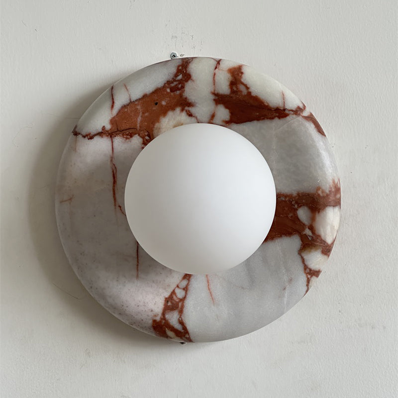Modern Red Marble Wall Sconce with Glass Ball – Elegant Wall Lamp for Living Room and Bedroom Lighting 52