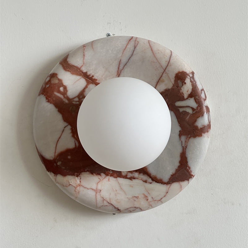 Modern Red Marble Wall Sconce with Glass Ball – Elegant Wall Lamp for Living Room and Bedroom Lighting 53