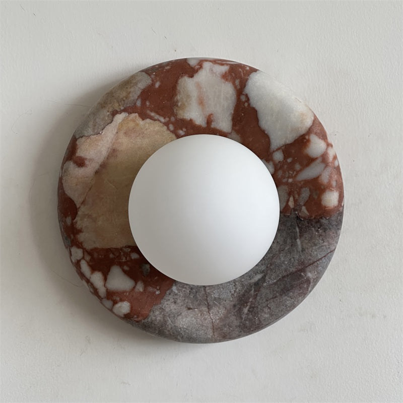 Modern Red Marble Wall Sconce with Glass Ball – Elegant Wall Lamp for Living Room and Bedroom Lighting 54