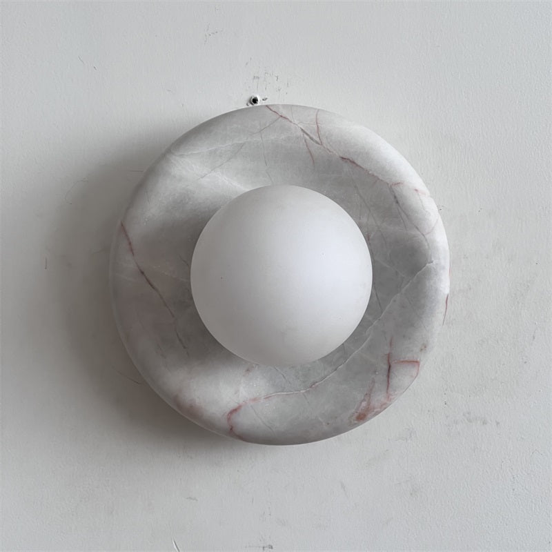 Modern Red Marble Wall Sconce with Glass Ball – Elegant Wall Lamp for Living Room and Bedroom Lighting 55