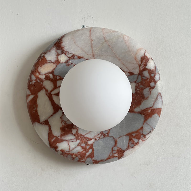 Modern Red Marble Wall Sconce with Glass Ball – Elegant Wall Lamp for Living Room and Bedroom Lighting 56