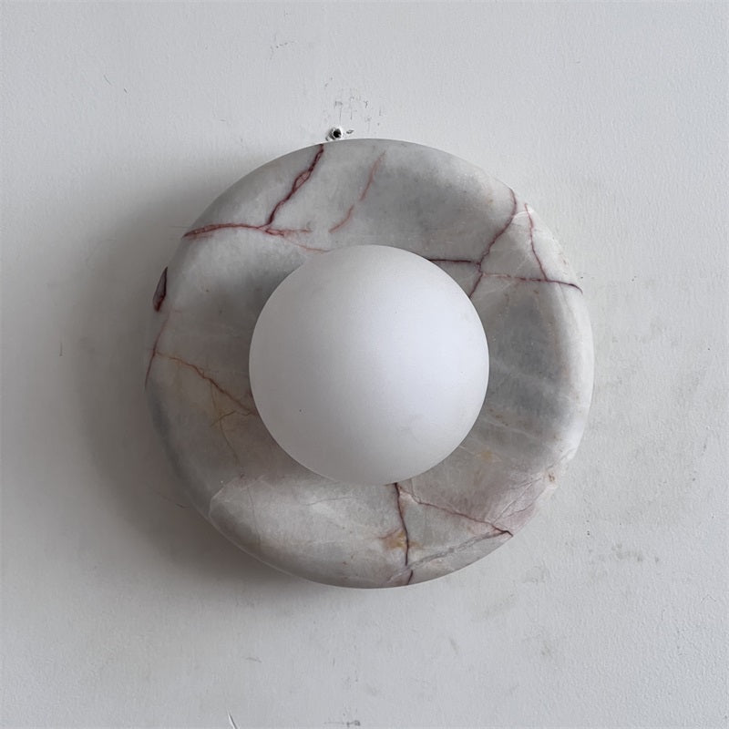 Modern Red Marble Wall Sconce with Glass Ball – Elegant Wall Lamp for Living Room and Bedroom Lighting 57