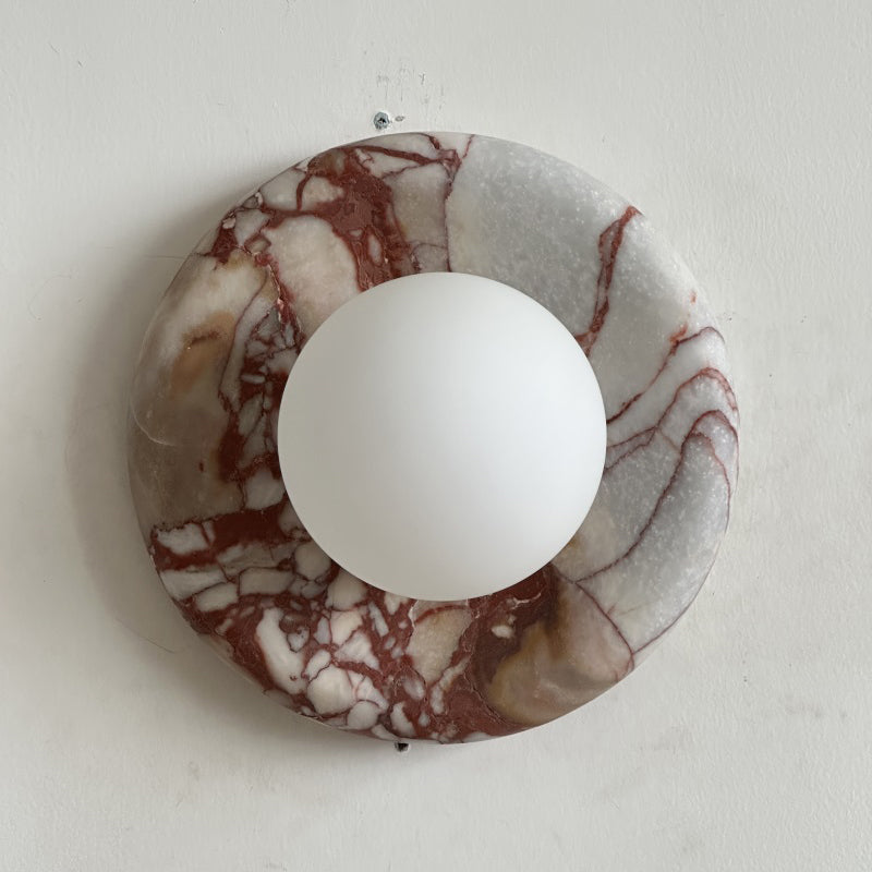 Modern Red Marble Wall Sconce with Glass Ball – Elegant Wall Lamp for Living Room and Bedroom Lighting 58