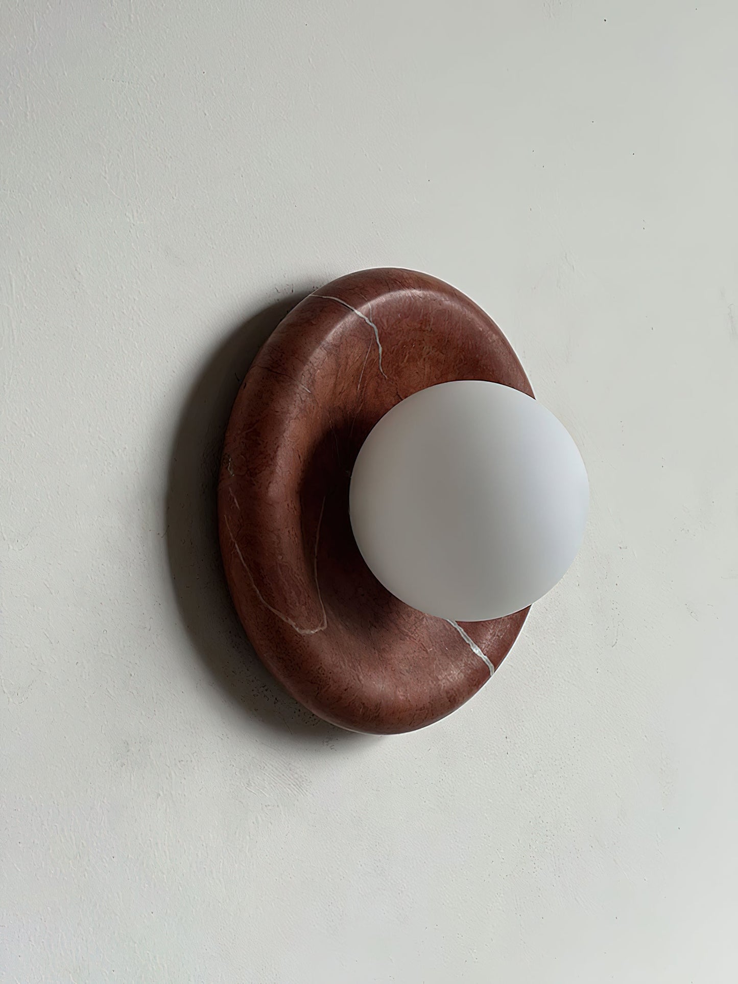 Modern Red Marble Wall Sconce with Glass Ball – Elegant Wall Lamp for Living Room and Bedroom Lighting 6