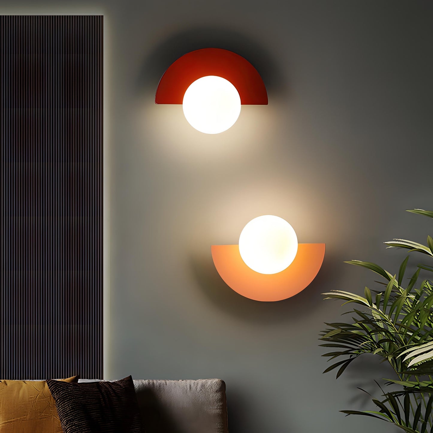 Nordic Semicircle Wall Lamp – Contemporary LED Wall Light Sconce for Hallway and Bedroom, Metal and PVC, 25cm Diameter 1