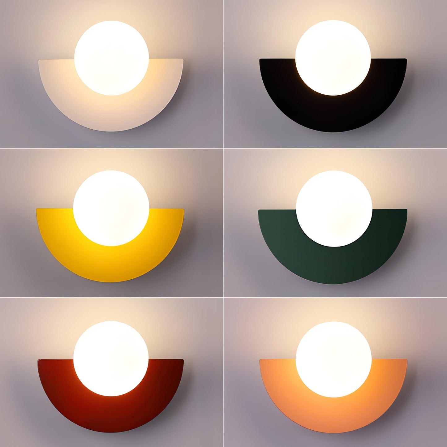 Nordic Semicircle Wall Lamp – Contemporary LED Wall Light Sconce for Hallway and Bedroom, Metal and PVC, 25cm Diameter 3