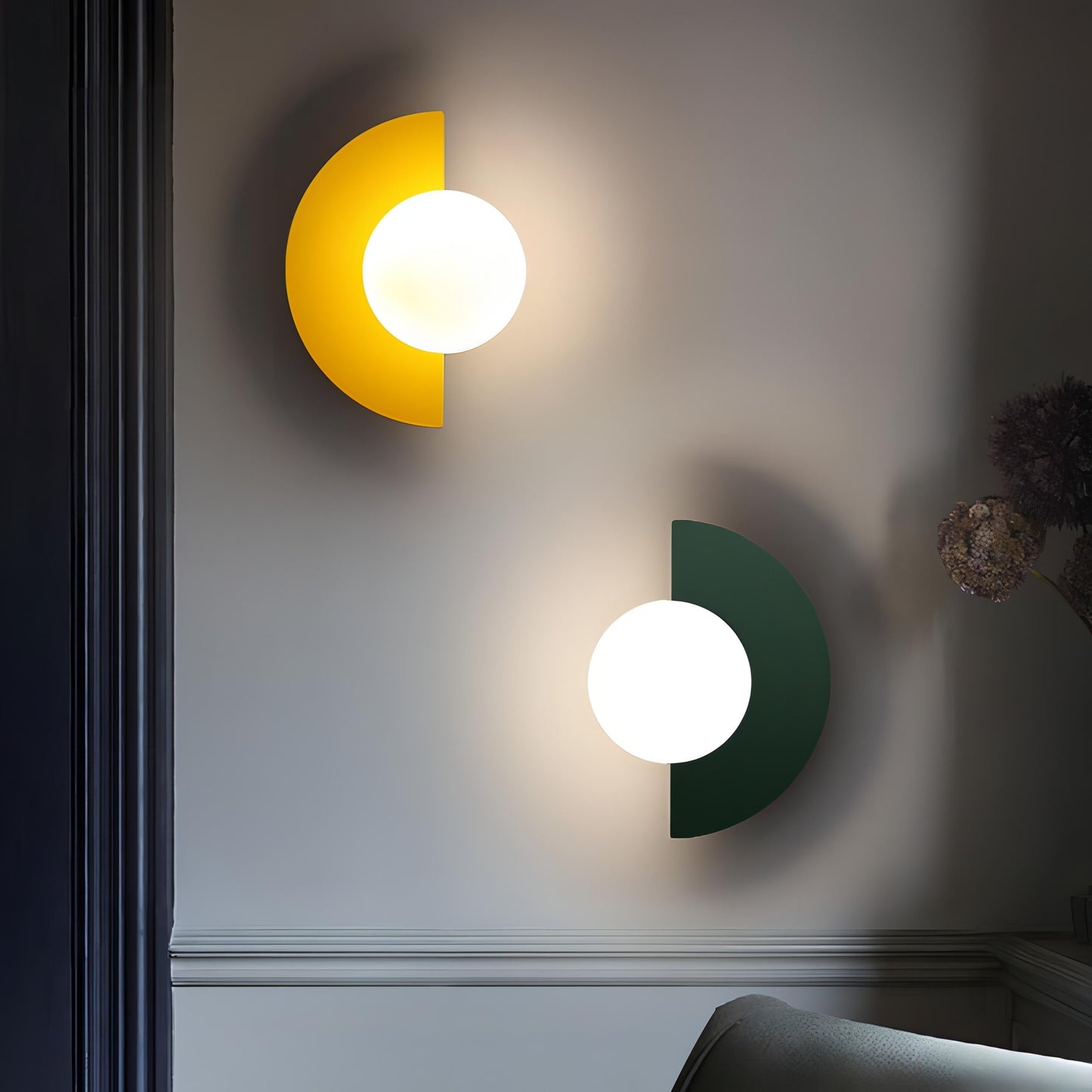 Nordic Semicircle Wall Lamp – Contemporary LED Wall Light Sconce for Hallway and Bedroom, Metal and PVC, 25cm Diameter 4