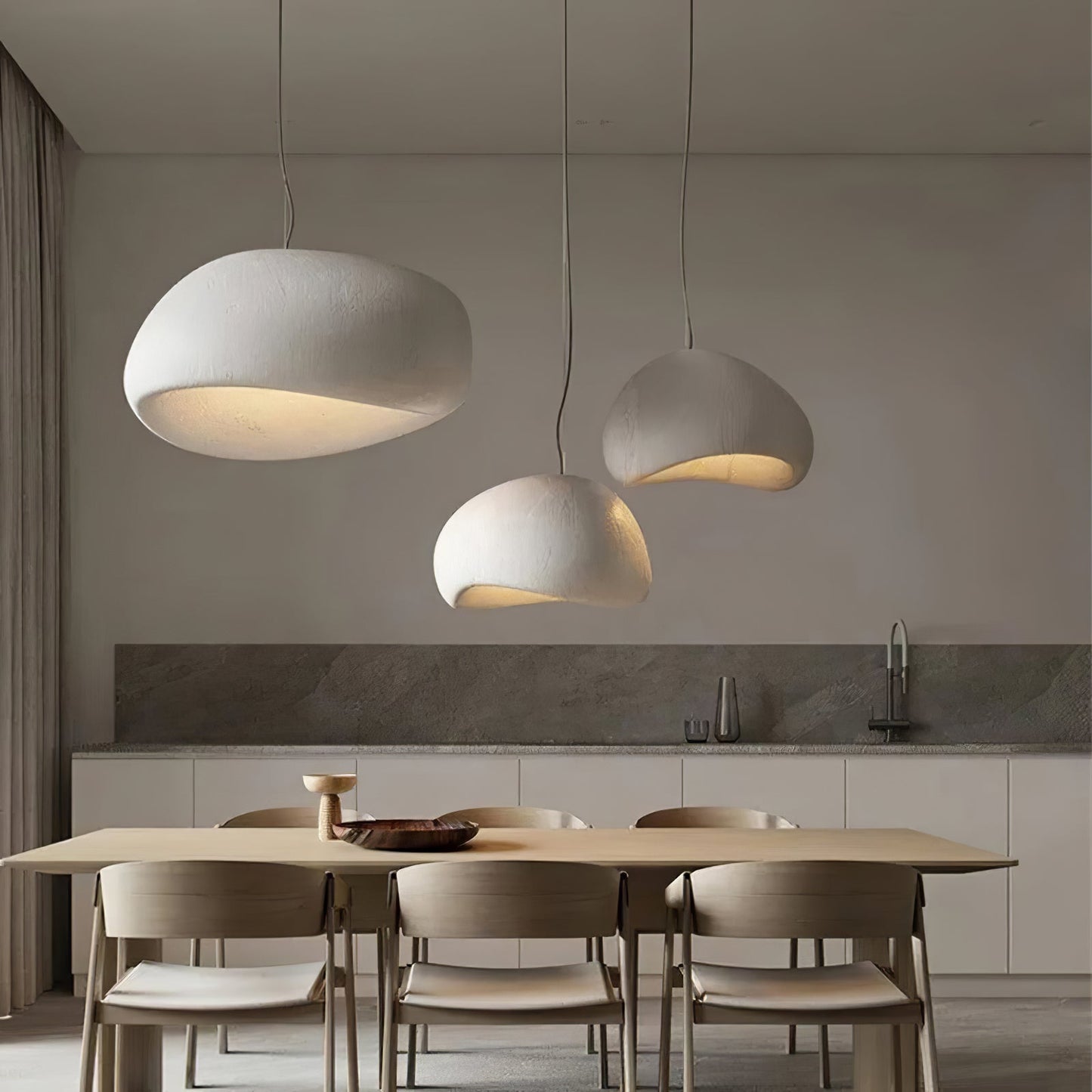 Wabi-Sabi Inspired Modern Pendant Light for Kitchen and Dining – Cocoon-Shaped Ceiling Pendant Lighting in Multiple Sizes 2