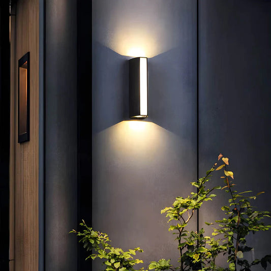 Contemporary Outdoor Wall Light - Modern 2-Way Up and Down LED Lantern - Waterproof Aluminum and Acrylic Design 0