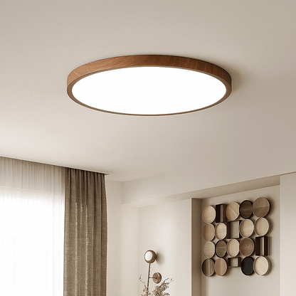 Modern LED Ceiling Light | Flush Mount Ceiling Fixture | Dimmable Circular Light | Energy-Efficient Ceiling Lamp | Stylish Wood Grain Design 1